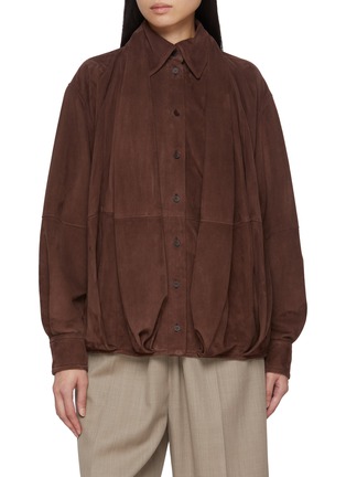 Main View - Click To Enlarge - LOEWE - Draped Suede Leather Shirt