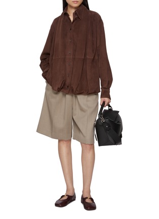 Figure View - Click To Enlarge - LOEWE - Draped Suede Leather Shirt