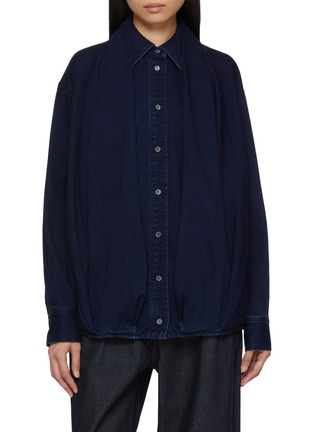 Main View - Click To Enlarge - LOEWE - Balloon Drape Dark Wash Denim Shirt
