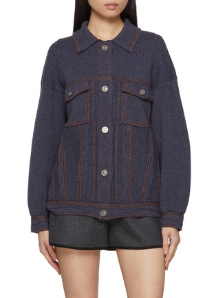 Main View - Click To Enlarge - BARRIE - Oversized Cashmere Cotton Denim Jacket
