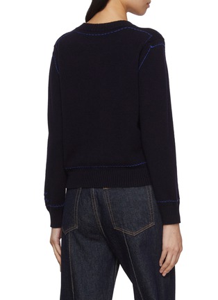 Back View - Click To Enlarge - BARRIE - Contrast Topstitch Cashmere Knit Cardigan
