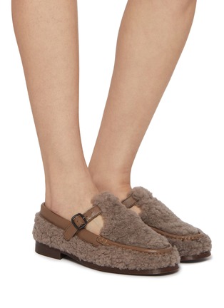 Figure View - Click To Enlarge - HEREU - Alber Shearling T-Bar Loafers