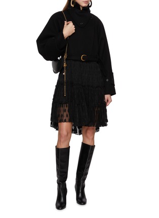 Figure View - Click To Enlarge - CHLOÉ - Stand Collar Belted Hem Wool Jacket