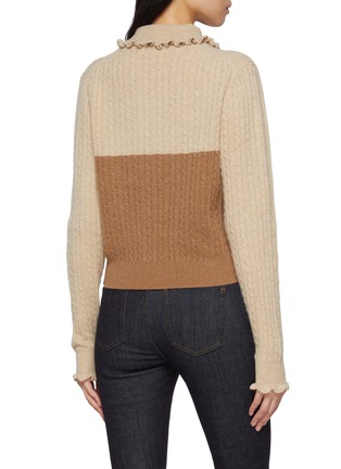 Back View - Click To Enlarge - CHLOÉ - Collared Wool Cashmere Cable Knit Sweater