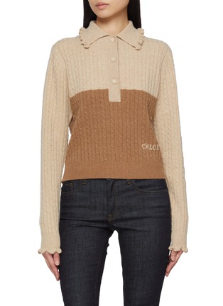 Main View - Click To Enlarge - CHLOÉ - Collared Wool Cashmere Cable Knit Sweater