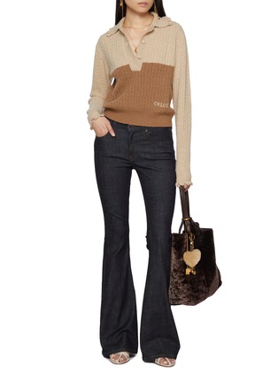 Figure View - Click To Enlarge - CHLOÉ - Collared Wool Cashmere Cable Knit Sweater