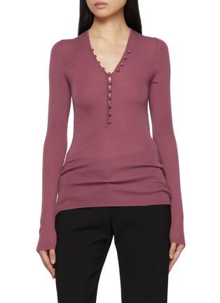 Main View - Click To Enlarge - CHLOÉ - Merino Wool Knit Henley Top
