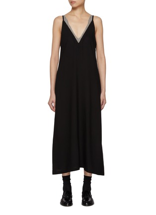 Main View - Click To Enlarge - BARENA - Striped Trim Midi Dress