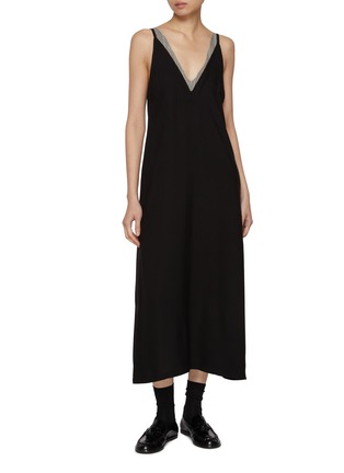 Figure View - Click To Enlarge - BARENA - Striped Trim Midi Dress