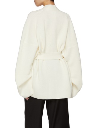 Back View - Click To Enlarge - BARENA - Open Front Tie Waist Wool Cardigan