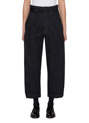 Main View - Click To Enlarge - BARENA - Tie Waist Carrot Leg Dark Wash Jeans