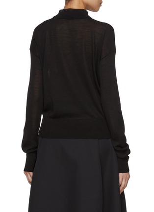 Back View - Click To Enlarge - BARENA - Fitted Knit Wool Silk Polo Shirt