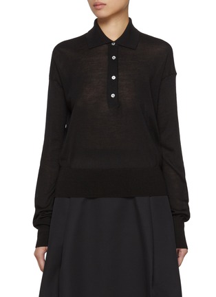 Main View - Click To Enlarge - BARENA - Fitted Knit Wool Silk Polo Shirt