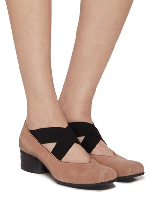 Figure View - Click To Enlarge - UMA WANG - 45 Crisscross Elastic Band Leather Ballerina Pumps