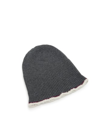 Detail View - Click To Enlarge - BARRIE - Contrast Trim Ribbed Cashmere Beanie