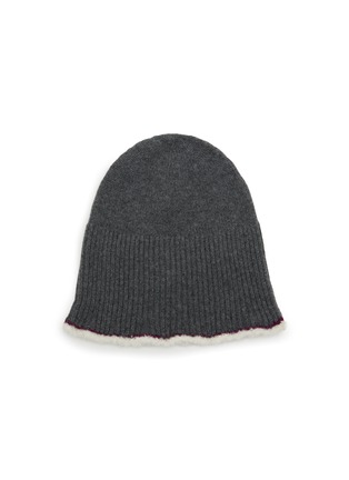 Figure View - Click To Enlarge - BARRIE - Contrast Trim Ribbed Cashmere Beanie