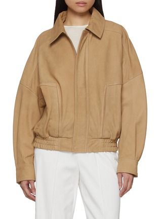 Main View - Click To Enlarge - NOUR HAMMOUR - Dalma Suede Bomber Jacket