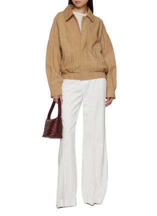 Figure View - Click To Enlarge - NOUR HAMMOUR - Dalma Suede Bomber Jacket