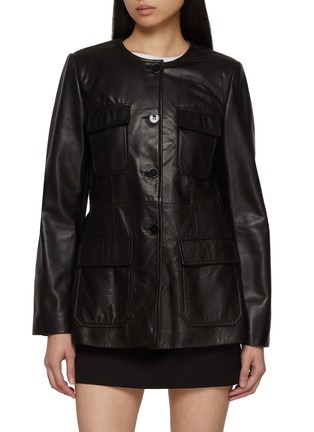 Main View - Click To Enlarge - NOUR HAMMOUR - Four Pocket Leather Jacket