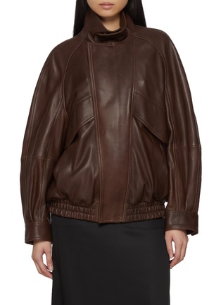 Main View - Click To Enlarge - NOUR HAMMOUR - Zip Up Leather Jacket