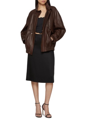 Figure View - Click To Enlarge - NOUR HAMMOUR - Zip Up Leather Jacket