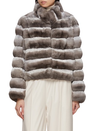 Main View - Click To Enlarge - CHEVITE - Stand Collar Chinchilla Fur Jacket