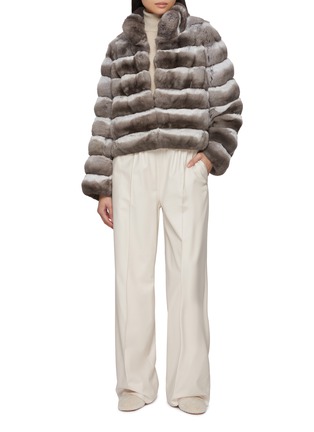 Figure View - Click To Enlarge - CHEVITE - Stand Collar Chinchilla Fur Jacket