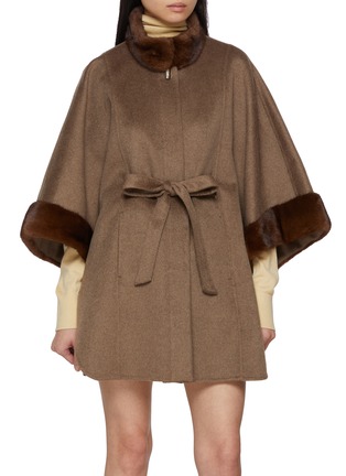 Main View - Click To Enlarge - CHEVITE - Mink Fur Trim Cashmere Cape