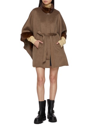 Figure View - Click To Enlarge - CHEVITE - Mink Fur Trim Cashmere Cape