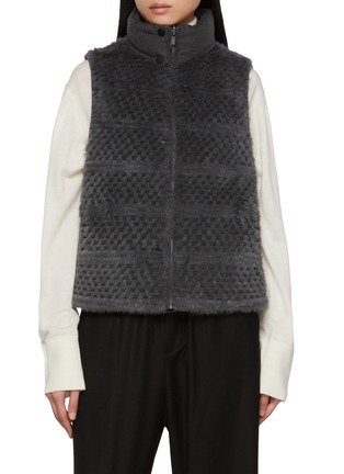 Main View - Click To Enlarge - CHEVITE - Reversible High Neck Mink Rex Fur Cashere Vest
