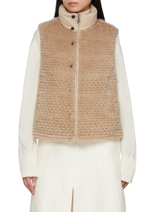 Main View - Click To Enlarge - CHEVITE - Reversible High Neck Mink Rex Fur Cashere Vest