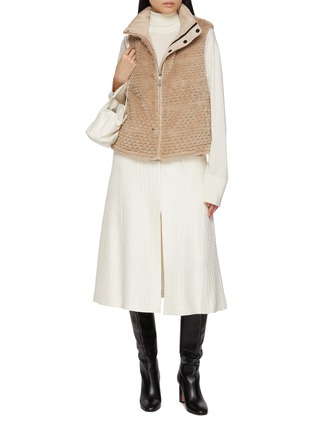 Figure View - Click To Enlarge - CHEVITE - Reversible High Neck Mink Rex Fur Cashere Vest