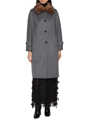 Main View - Click To Enlarge - CHEVITE - Sable Fur Collar Cashmere Coat