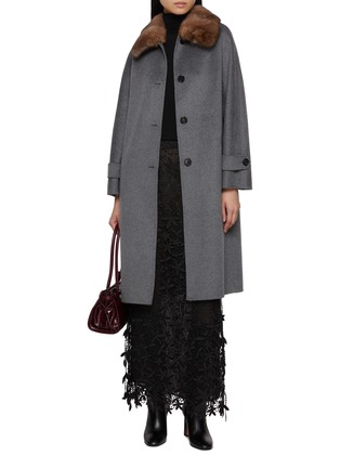 Figure View - Click To Enlarge - CHEVITE - Sable Fur Collar Cashmere Coat