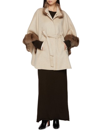 Figure View - Click To Enlarge - CHEVITE - Sable Fur Trim Cashmere Cape