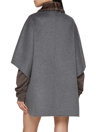 Back View - Click To Enlarge - CHEVITE - Mink Fur Trim Cashmere Cape