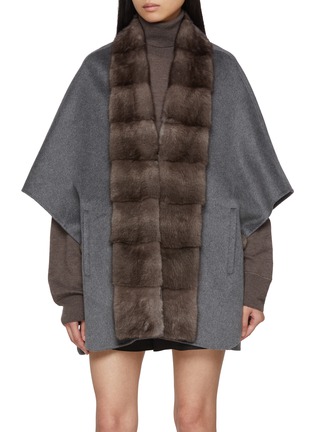Main View - Click To Enlarge - CHEVITE - Mink Fur Trim Cashmere Cape