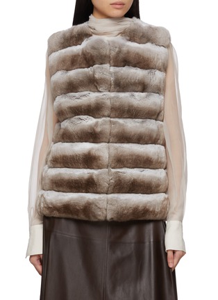 Main View - Click To Enlarge - CHEVITE - Round Neck Chinchilla Fur Vest