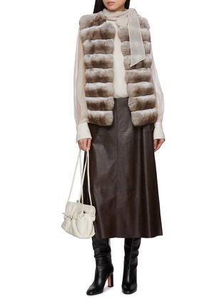Figure View - Click To Enlarge - CHEVITE - Round Neck Chinchilla Fur Vest