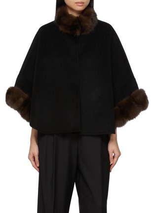 Main View - Click To Enlarge - CHEVITE - Sable Fur Trim Cashmere Cape