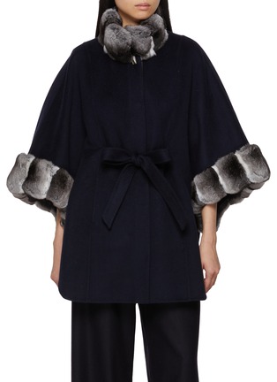 Main View - Click To Enlarge - CHEVITE - Chinchilla Fur Trim Cashmere Cape