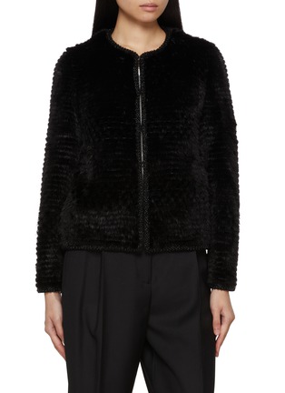 Main View - Click To Enlarge - CHEVITE - Tweed Layer Mink Sable Fur Cashmere Jacket