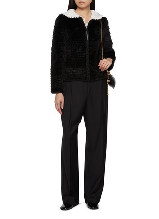 Figure View - Click To Enlarge - CHEVITE - Tweed Layer Mink Sable Fur Cashmere Jacket