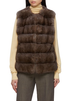 Main View - Click To Enlarge - CHEVITE - Round Neck Sable Fur Vest