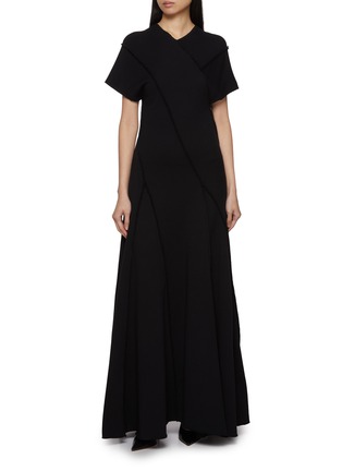 Main View - Click To Enlarge - GIA STUDIOS - Windsor Asymmetric Hem Cotton Wool Dress