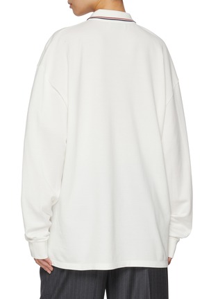 Back View - Click To Enlarge - MIU MIU - Oversized Washed Effect Cotton Polo Shirt
