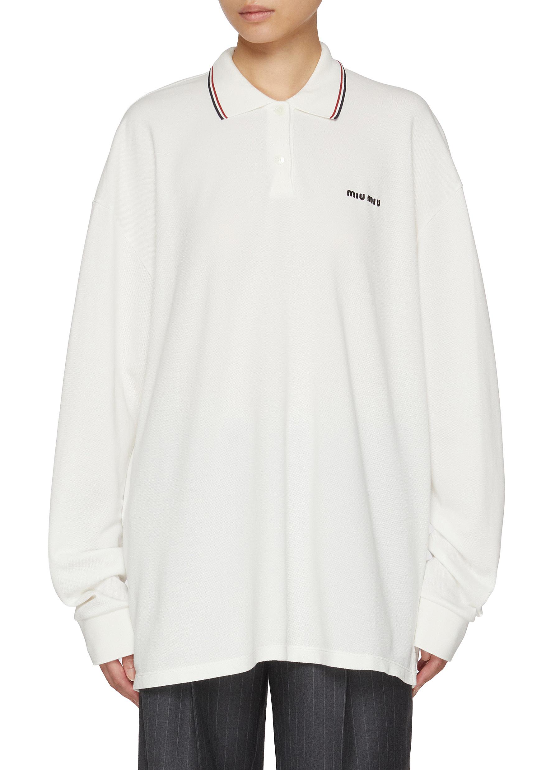 MIU MIU | Oversized Washed Effect Cotton Polo Shirt | Women