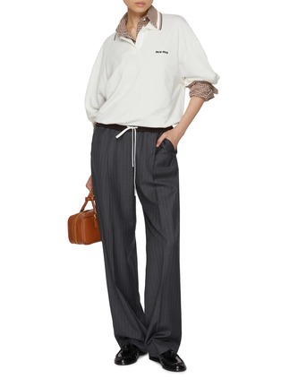 Figure View - Click To Enlarge - MIU MIU - Oversized Washed Effect Cotton Polo Shirt