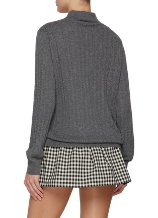 Back View - Click To Enlarge - MIU MIU - Ribbed Cashmere Knit Polo Shirt