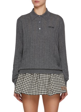 Main View - Click To Enlarge - MIU MIU - Ribbed Cashmere Knit Polo Shirt